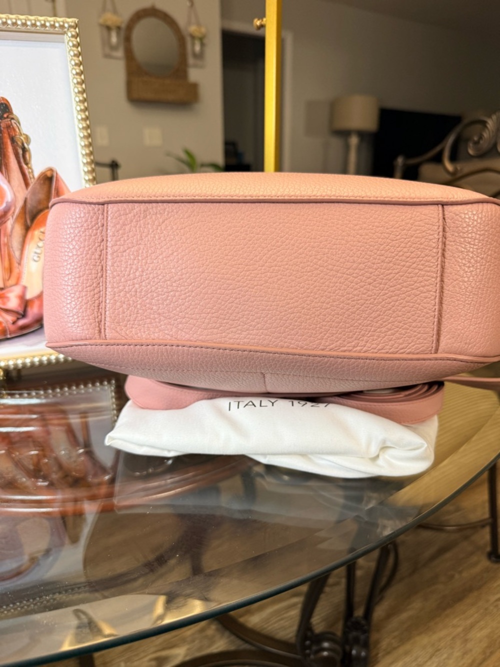 Furla Blush Pink Pebbled Leather Shoulder Bag with Gold-Tone Hardware - Picture 3 of 7